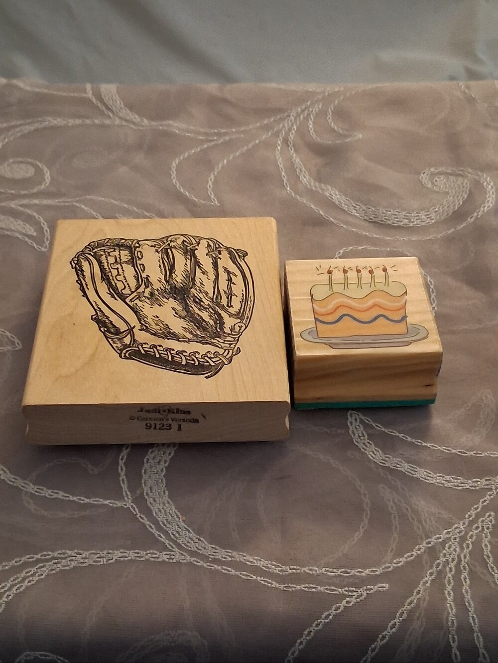 Pair Of 2 Vintage Stampers-Baseball Glove & Birthday Cake